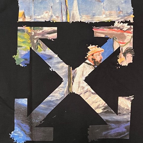 Off-White SS2019 "Impressionism" Black Crewneck Sweatshirt Size XL - Picture 3 of 6